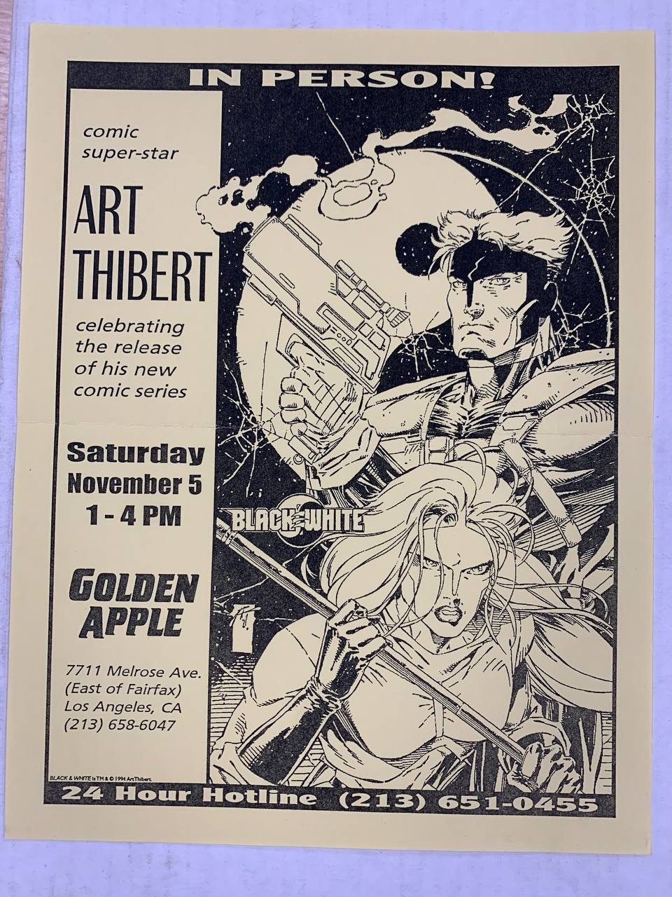 Black And White 1 Image 1994 NM Signed 2x Art Thibert Pamela Golden Apple Comics COA