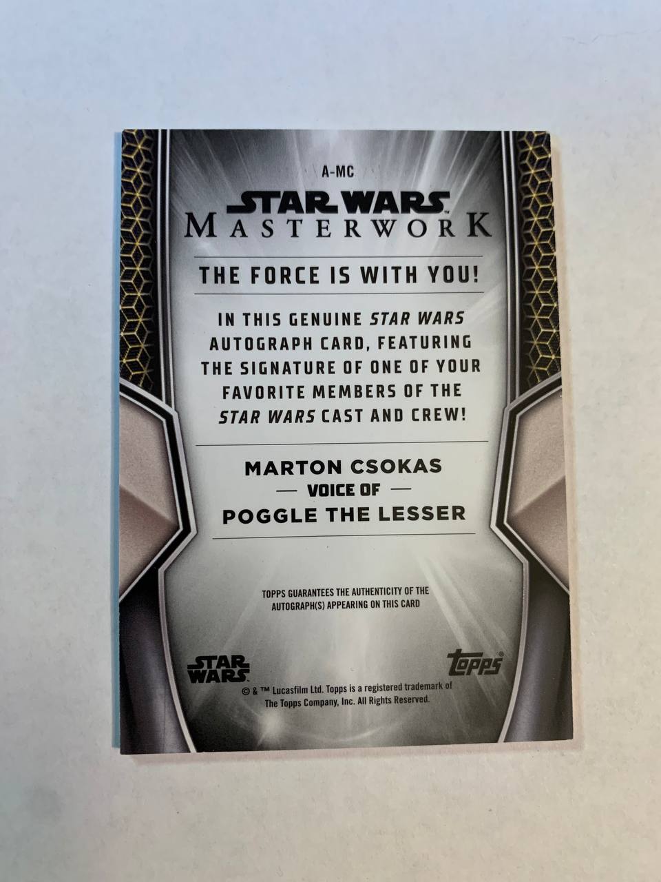 Star Wars Topps Masterworks 2025 Poggle The Lesser Marton Csokas Auto Autograph Signed Trading Card