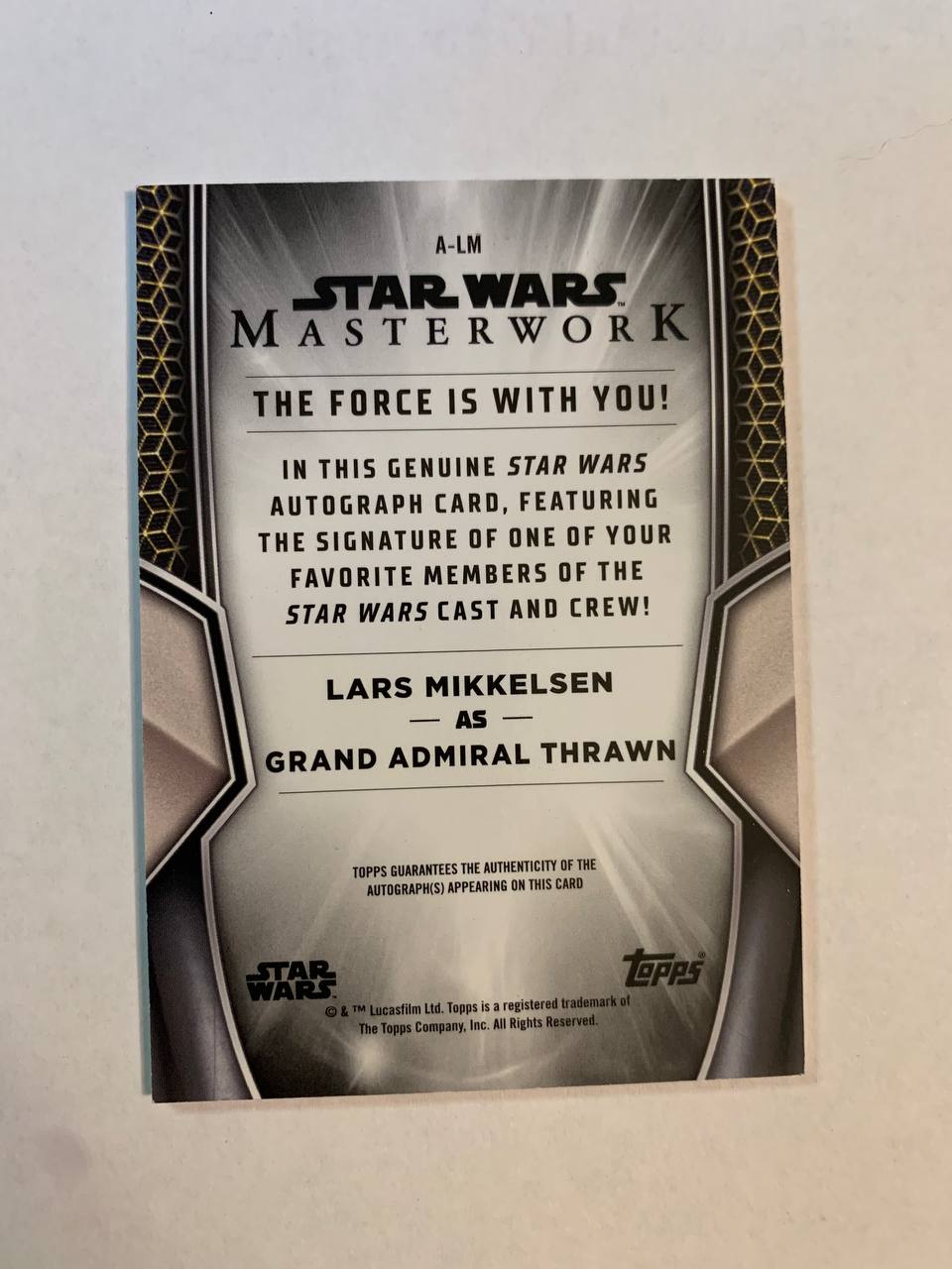 Star Wars Topps Masterworks 2025 Grand Admiral Thrawn Lars Mikkelsen Auto Autograph Signed Trading Card