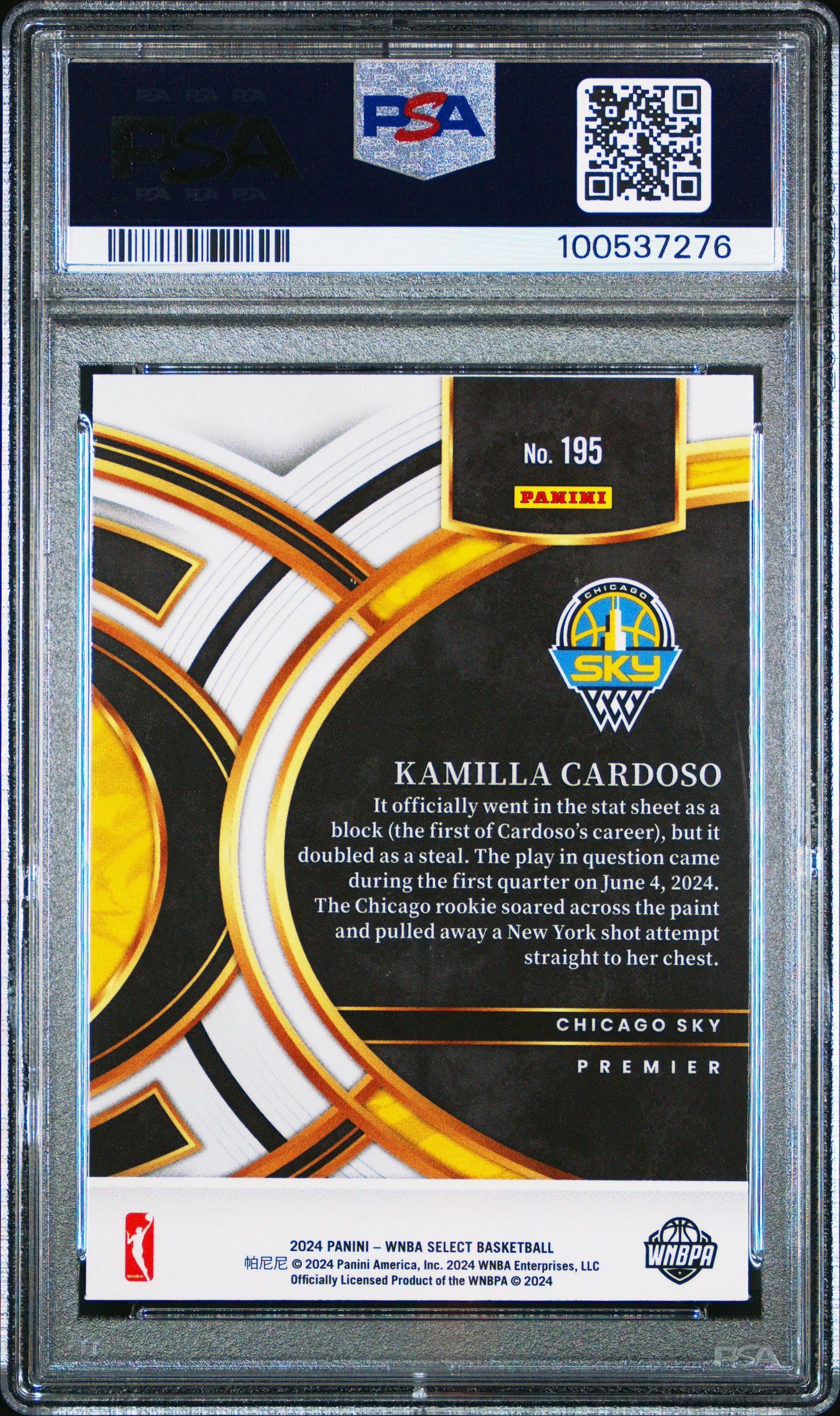Graded 2024 Panini Select WNBA Kamilla Cardoso #195 Rookie RC Basketball Card PSA 10 Gem Mint - Golden Apple Comics
