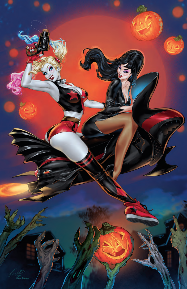 HARLEY QUINN X ELVIRA #1 SSCO ELIAS CHATZOUDIS HOMAGE SET OF 3 2025