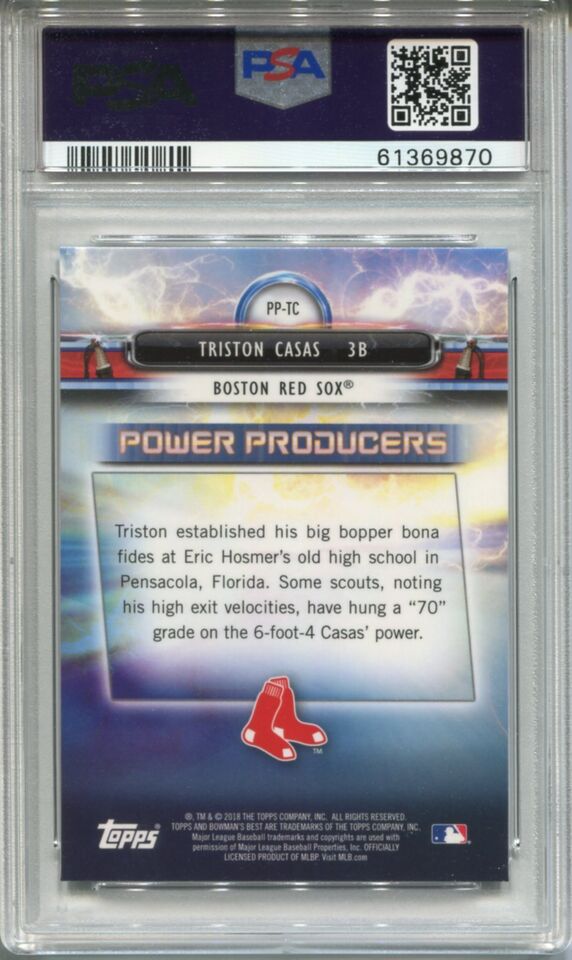 Graded 2018 Topps Bowmans Best Triston Casas #PPTC Power Producers Rookie RC Baseball Card PSA 10 Gem Mint