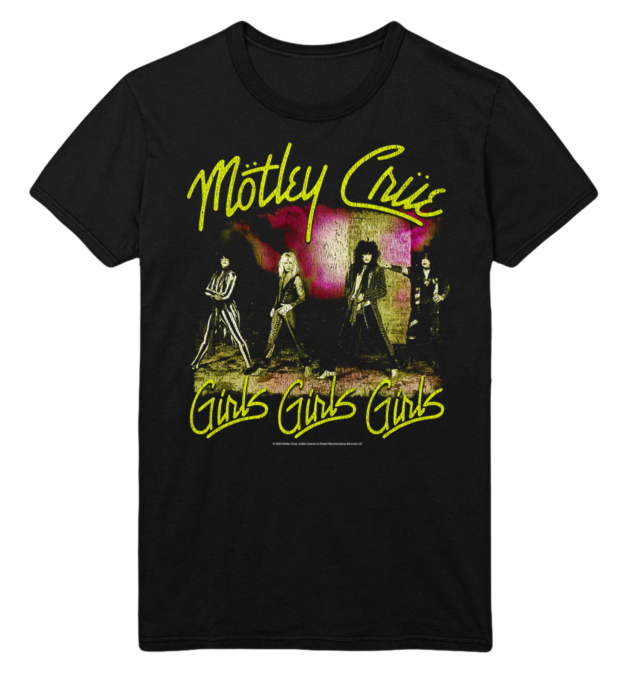 Motley Crue Yellow Girls Jumbo Print T-Shirt ()