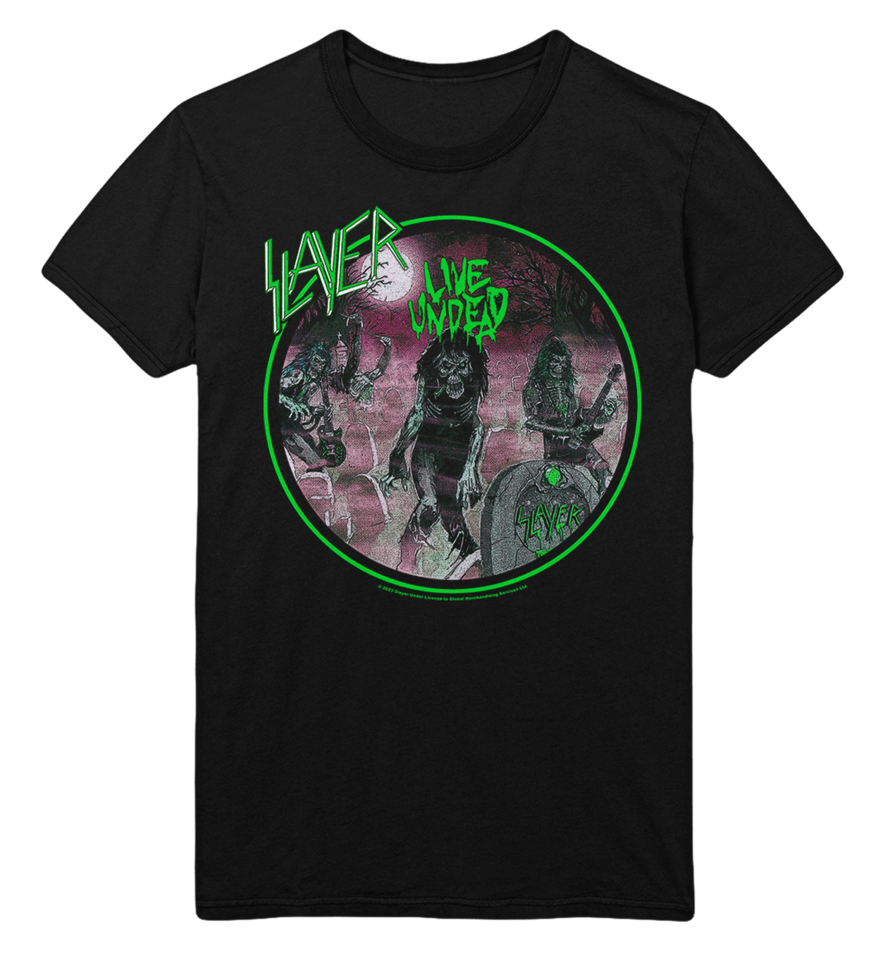 Slayer Neon Green Undead Jumbo Print T-Shirt ()