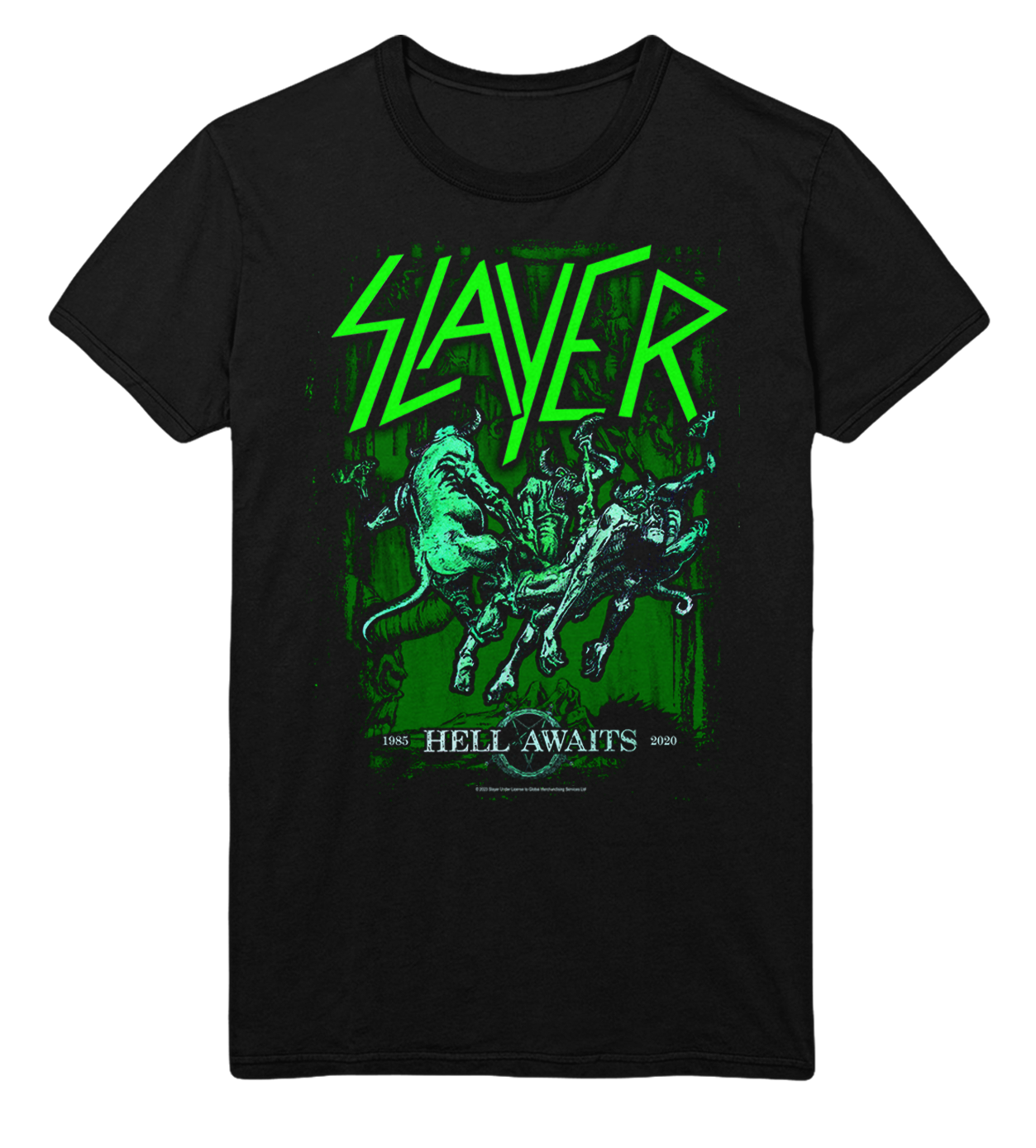 Slayer Neon Hell Awaits Jumbo Print T-Shirt ()