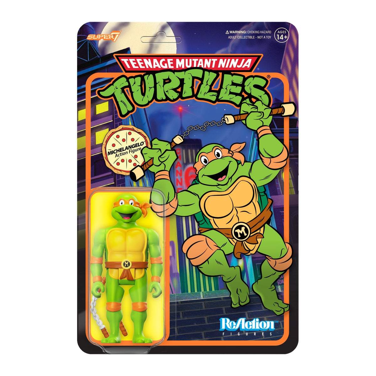 Super7 x Teenage Mutant Ninja Turtles - Michelangelo Toon Wave 7 ReAction Figure TMNT