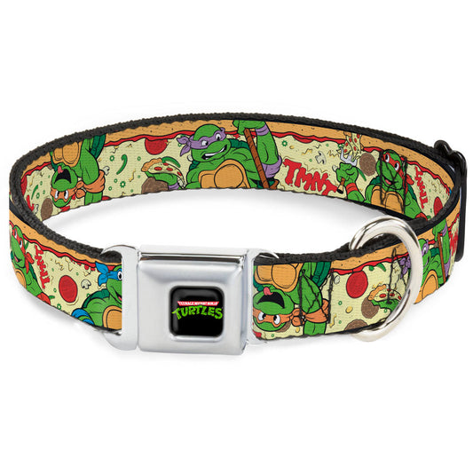 Classic TMNT Logo Seatbelt Buckle Collar - Classic TMNT Turtle Pizza