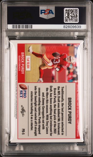 Graded 2022 Leaf Weekly Web Exclusive Brock Purdy #PB5 1989 Pro Set XRC Rookie RC Football Card PSA 10 Gem Mint - Golden Apple Comics