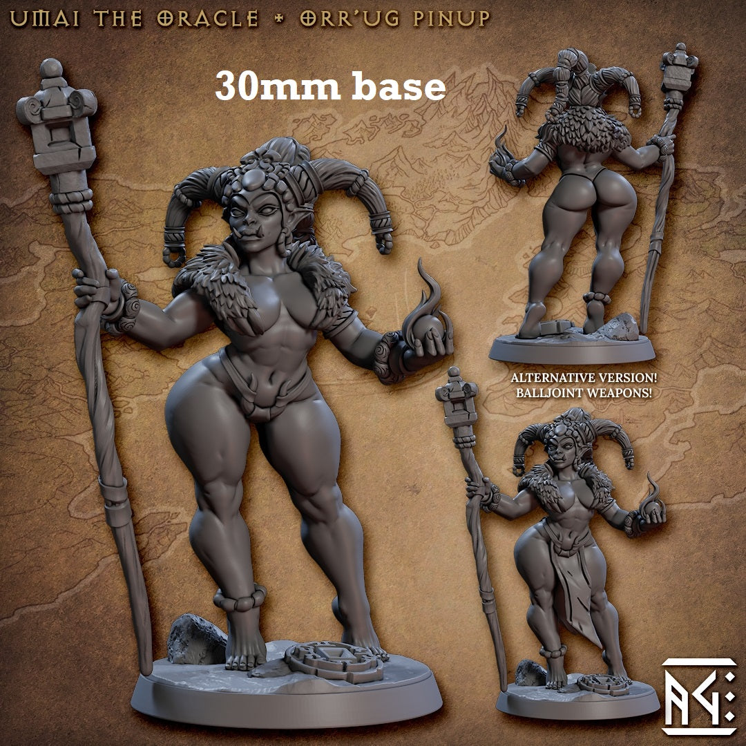 Umai the Oracle (Female Orc Cleric Pinup) - Golden Apple Comics