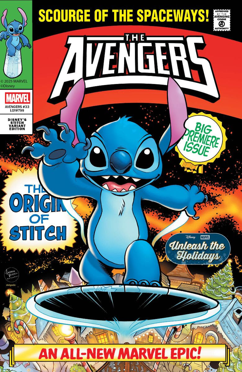 Avengers #33 G Luciano Vecchio Disney Lilo Stitch Unleash The Holidays Silver Surfer 1 Homage Variant (12/17/2025) Marvel