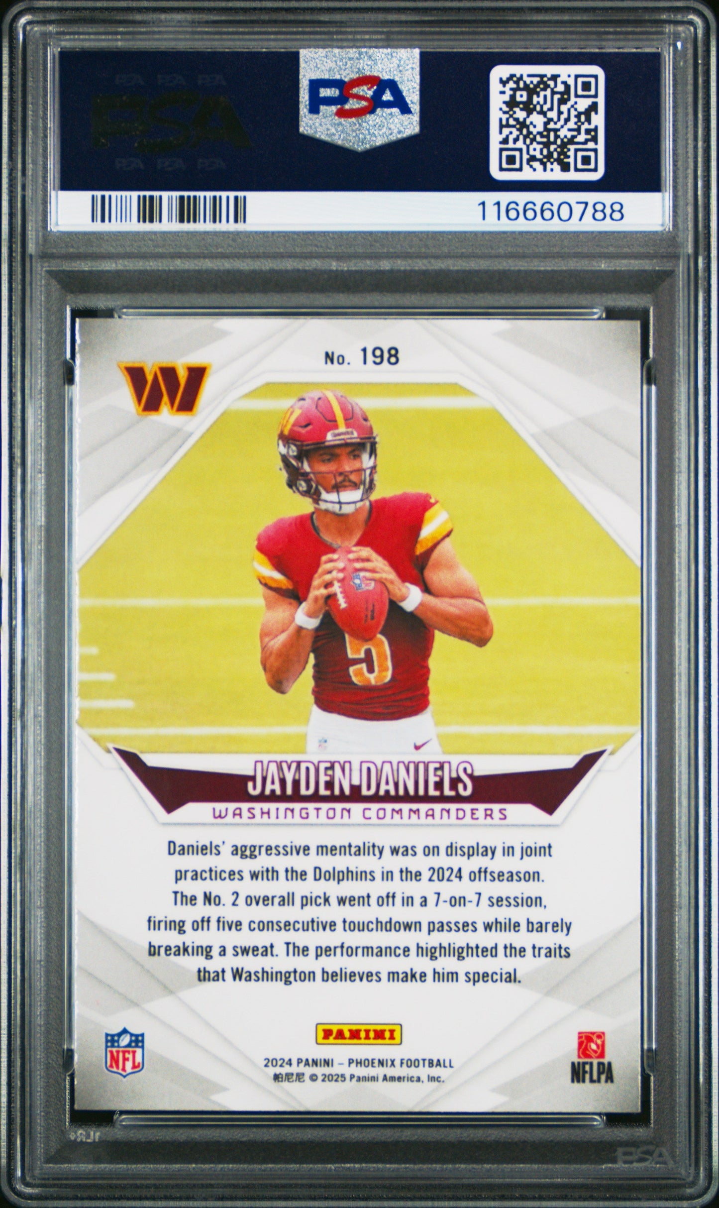 Graded 2024 Panini Phoenix Jayden Daniels #198 Rookie RC Football Card PSA 10 Gem Mint