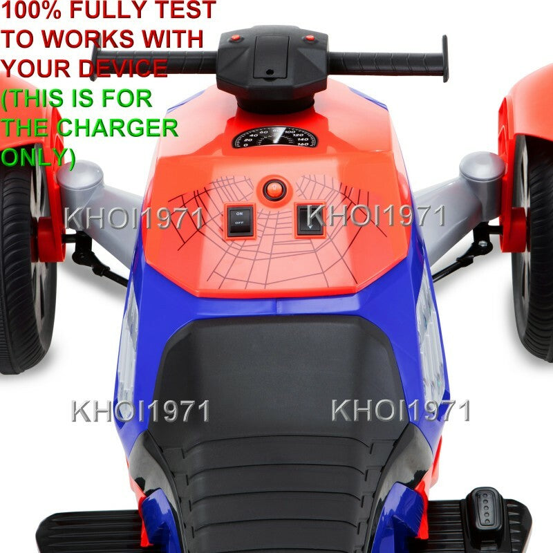 AC Wall Charger Adapter for KT1506 Kidtrax Marvel Spiderman Spiderbike Ride-On Toy