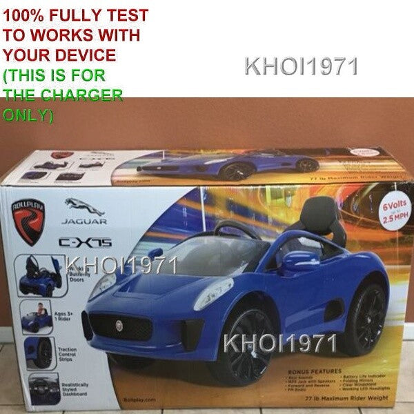 AC Wall Charger Adapter for Blue Ride-On Jaguar CX75 6V Battery