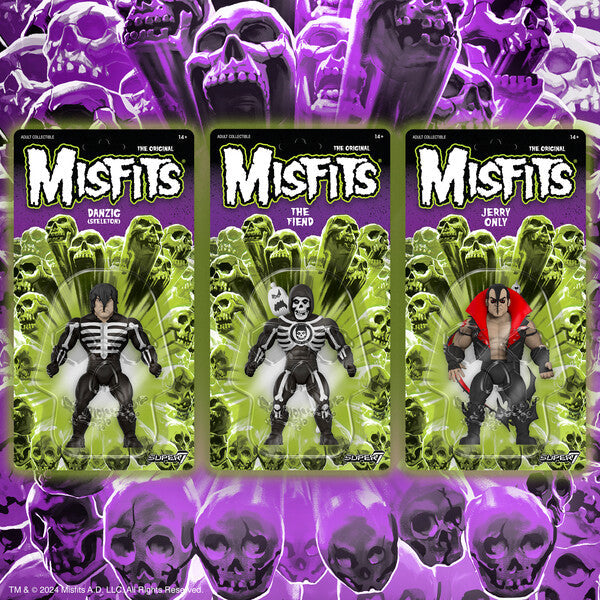 Super7 x Misfits - Skeleton Danzig, Jerry Only, The Fiend 5.5" 3x Action Figure Set