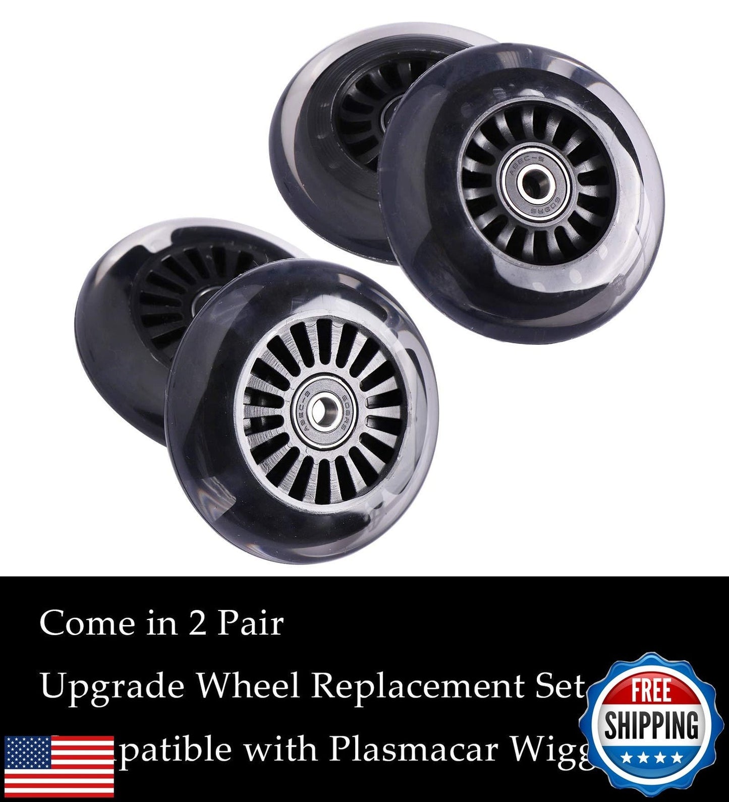 Polyurethane Front Replacement Wheels Set with Illuminated Lights for Wiggle Car Swing Car