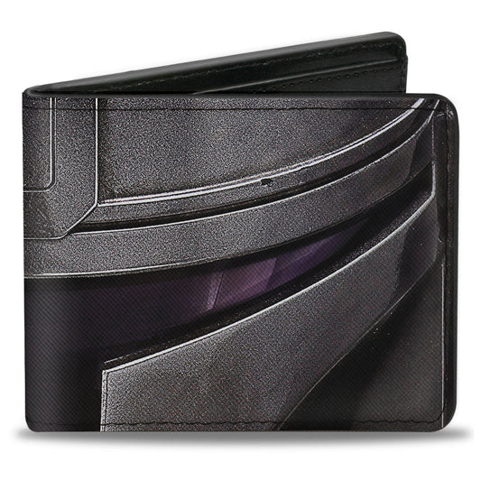 Bi-Fold Wallet - Star Wars The Mandalorian Helmet CLOSE-UP Grays Purples