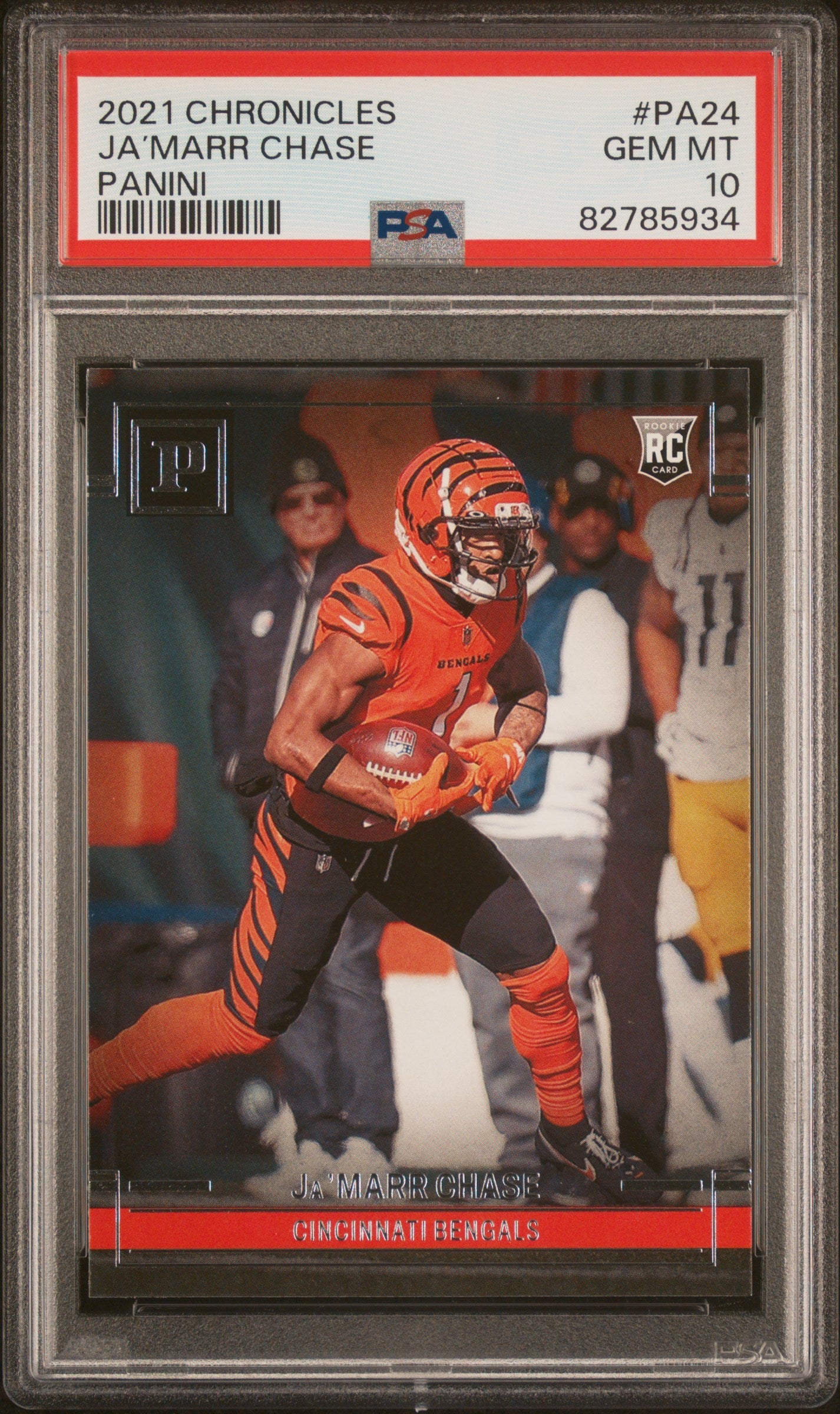 psa 10 graded football cards Graded 2021 Panini Chronicles Ja'Marr Chase #PA24 Panini Rookie RC Foo