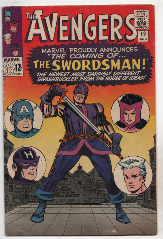 Avengers 19 Marvel 1965 FN 1st Swordsman Captain America Hawkeye