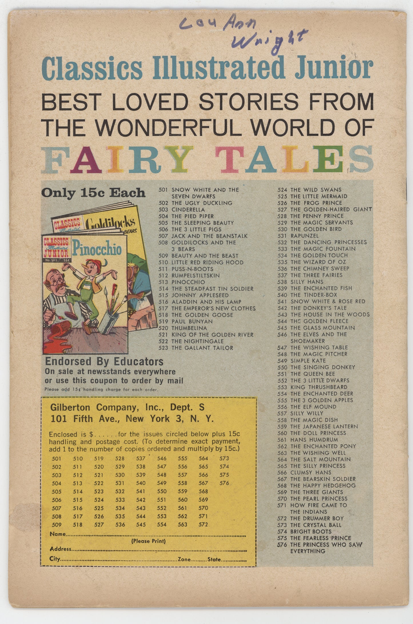 Classics Illustrated Junior 504 Gilberton 1954 GD VG Pied Piper HRN 576