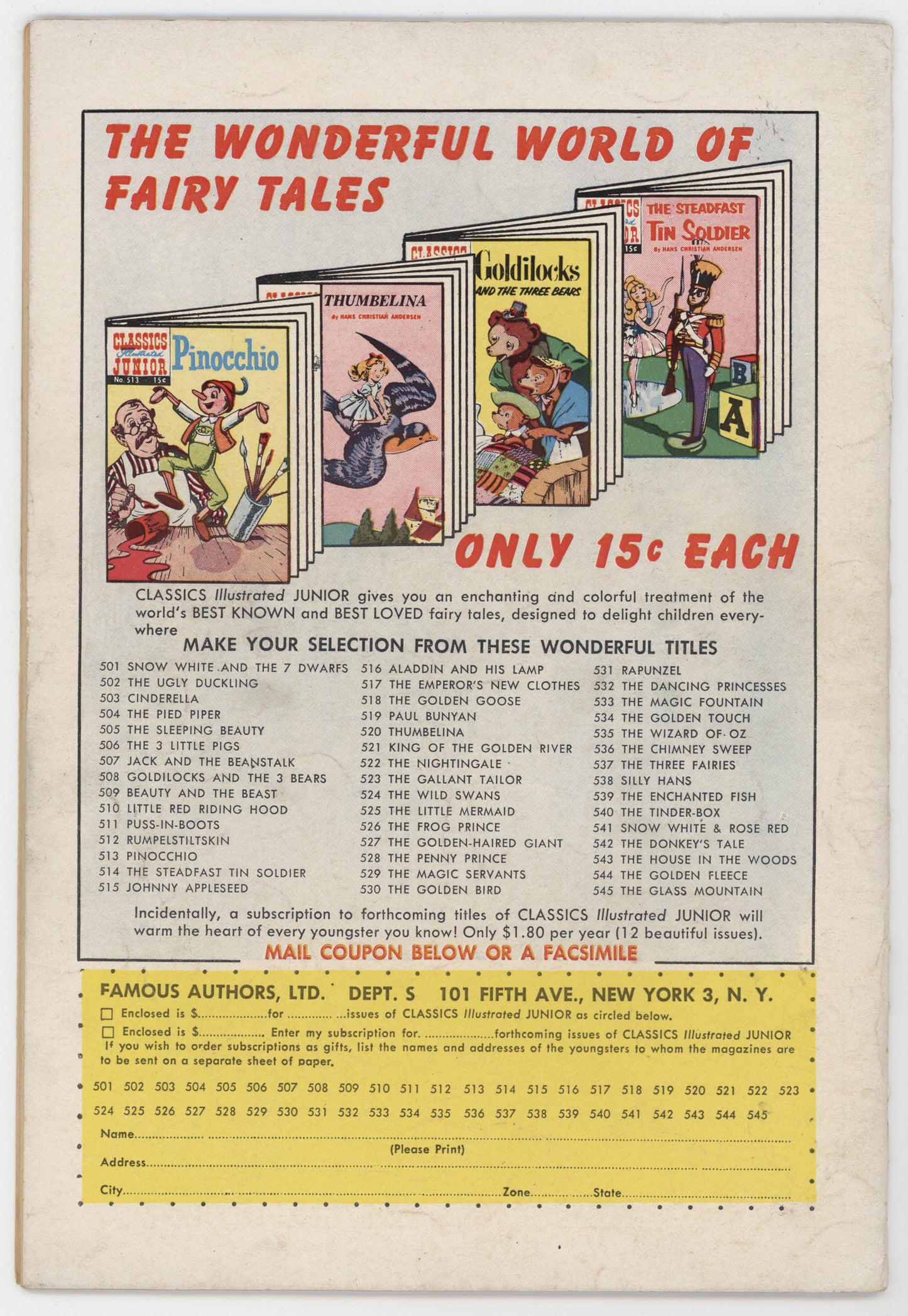 Classics Illustrated Junior 546 Gilberton 1958 FR Elves And The Shoemaker HRN 545 - Golden Apple Comics