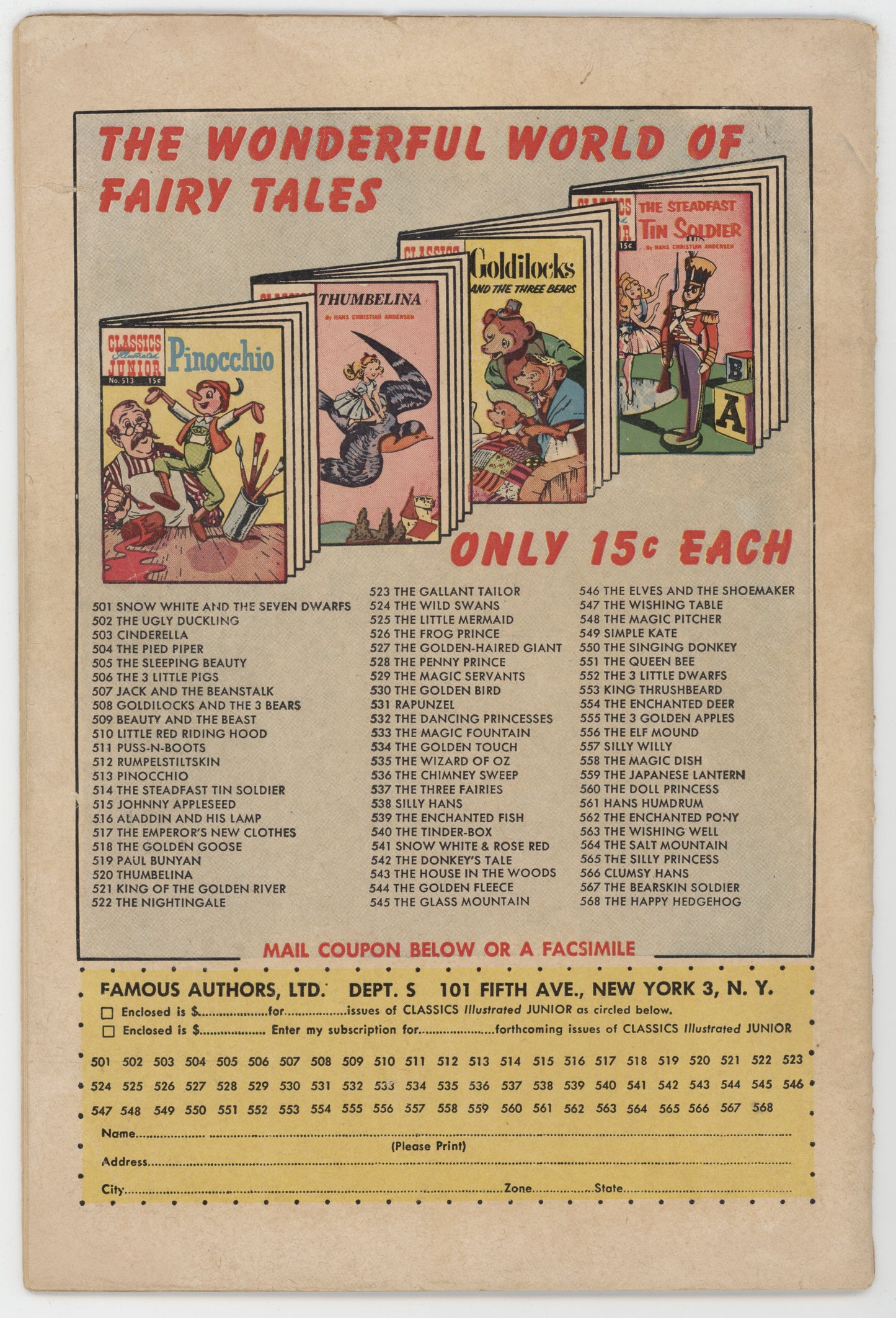 Classics Illustrated Junior 556 Gilberton 1958 VG Elf Mound HRN 568