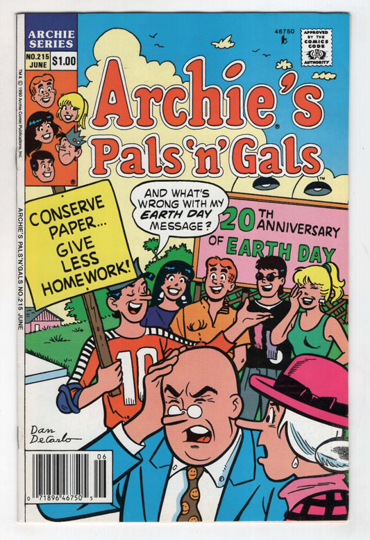 Archie's Pals N Gals 215 1990 NM Earth Day Betty Veronica Dan DeCarlo