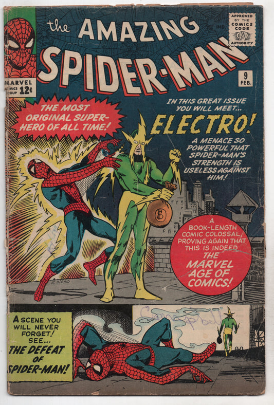 Amazing Spider-Man 9 Marvel 1964 GD 1st Electro Steve Ditko Stan Lee