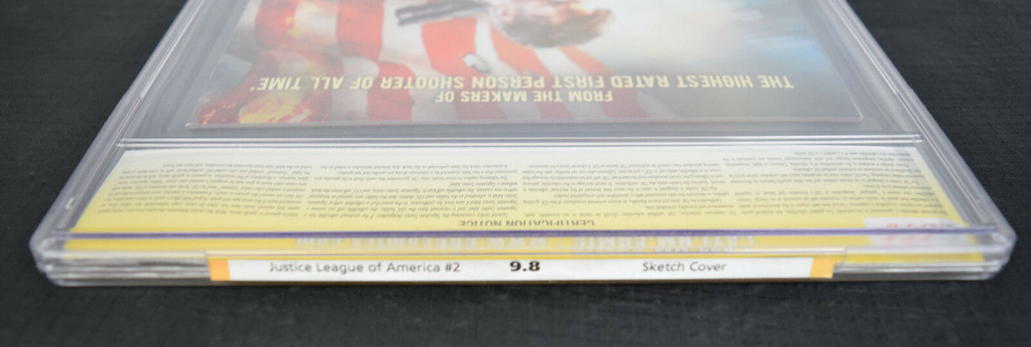 Justice League America 2 CGC SS 9.8 Signed Geoff Johns 1:100 Sketch Variant