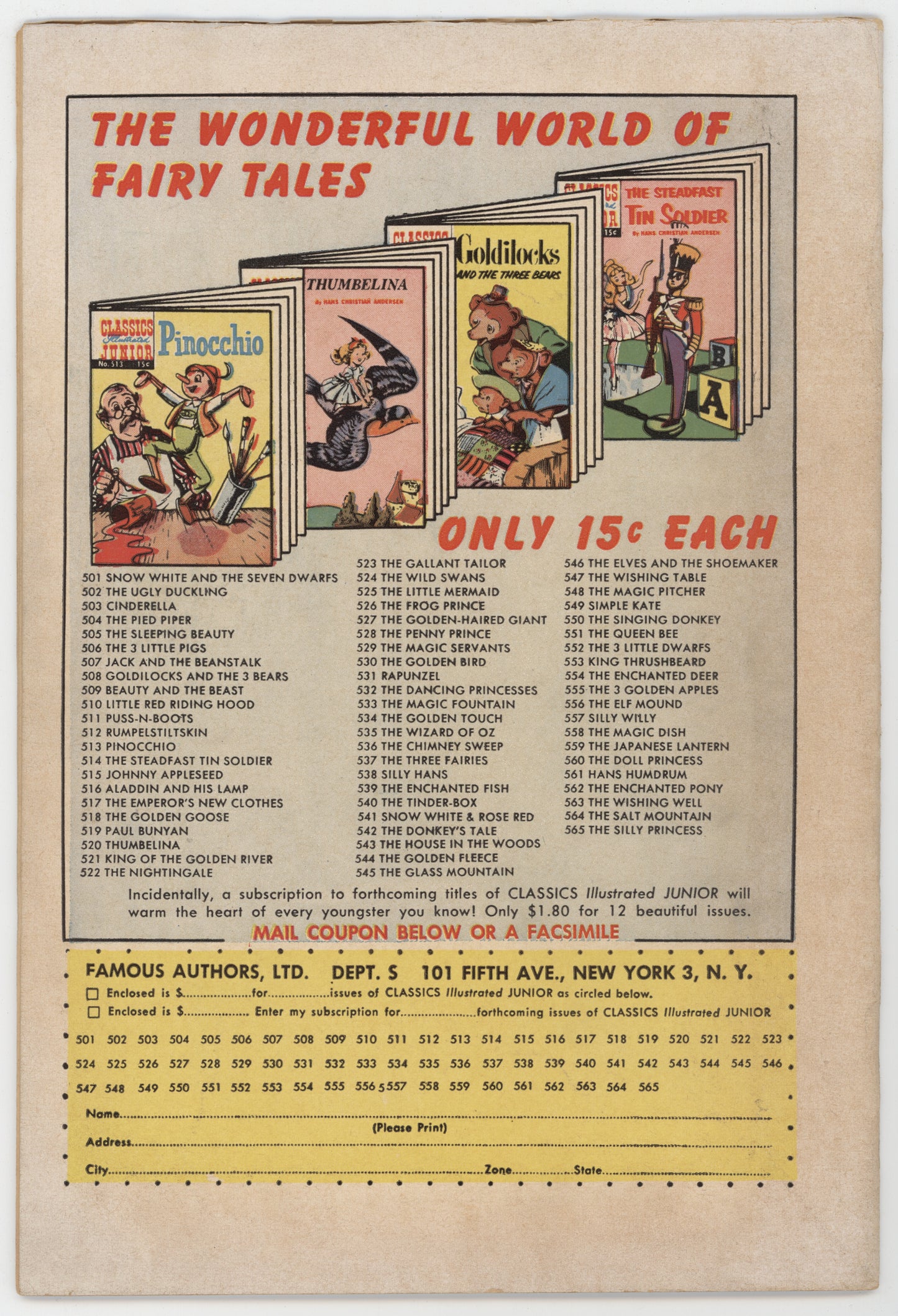 Classics Illustrated Junior 521 Gilberton 1955 VG King Of The Golden River HRN 565