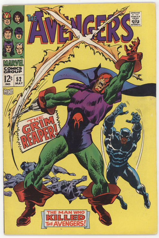 Avengers 52 Marvel 1968 FN VF Black Panther Hawkeye 1st Grim Reaper