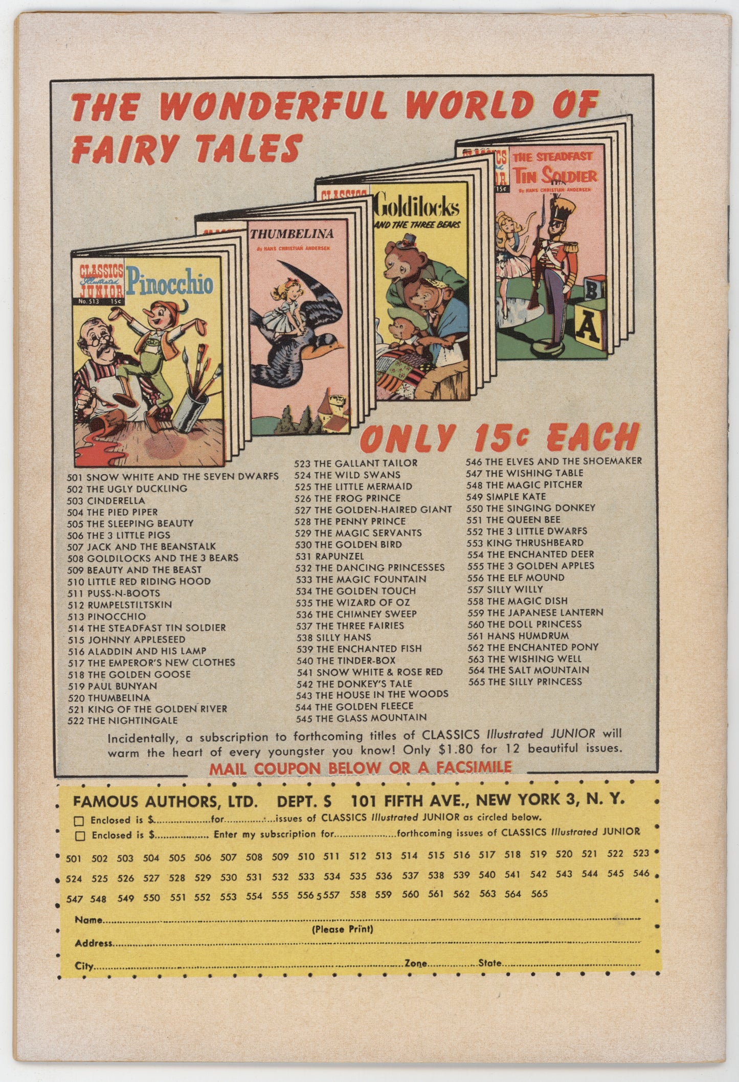 Classics Illustrated Junior 522 Gilberton 1956 FN Nightingale HRN 565