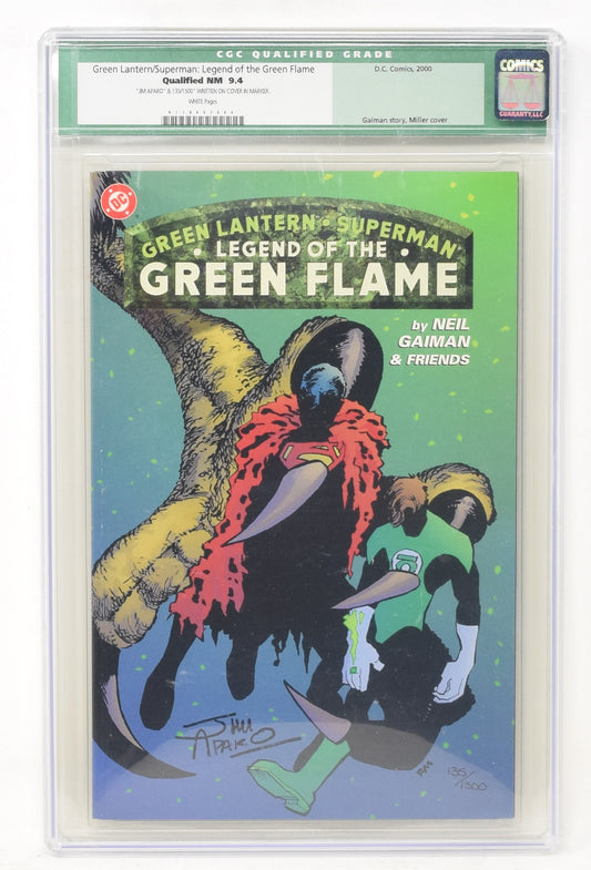 Green Lantern Superman Legend Of The Green Flame 1 DC 2000 CGC 9.4 Signed Jim Aparo DF