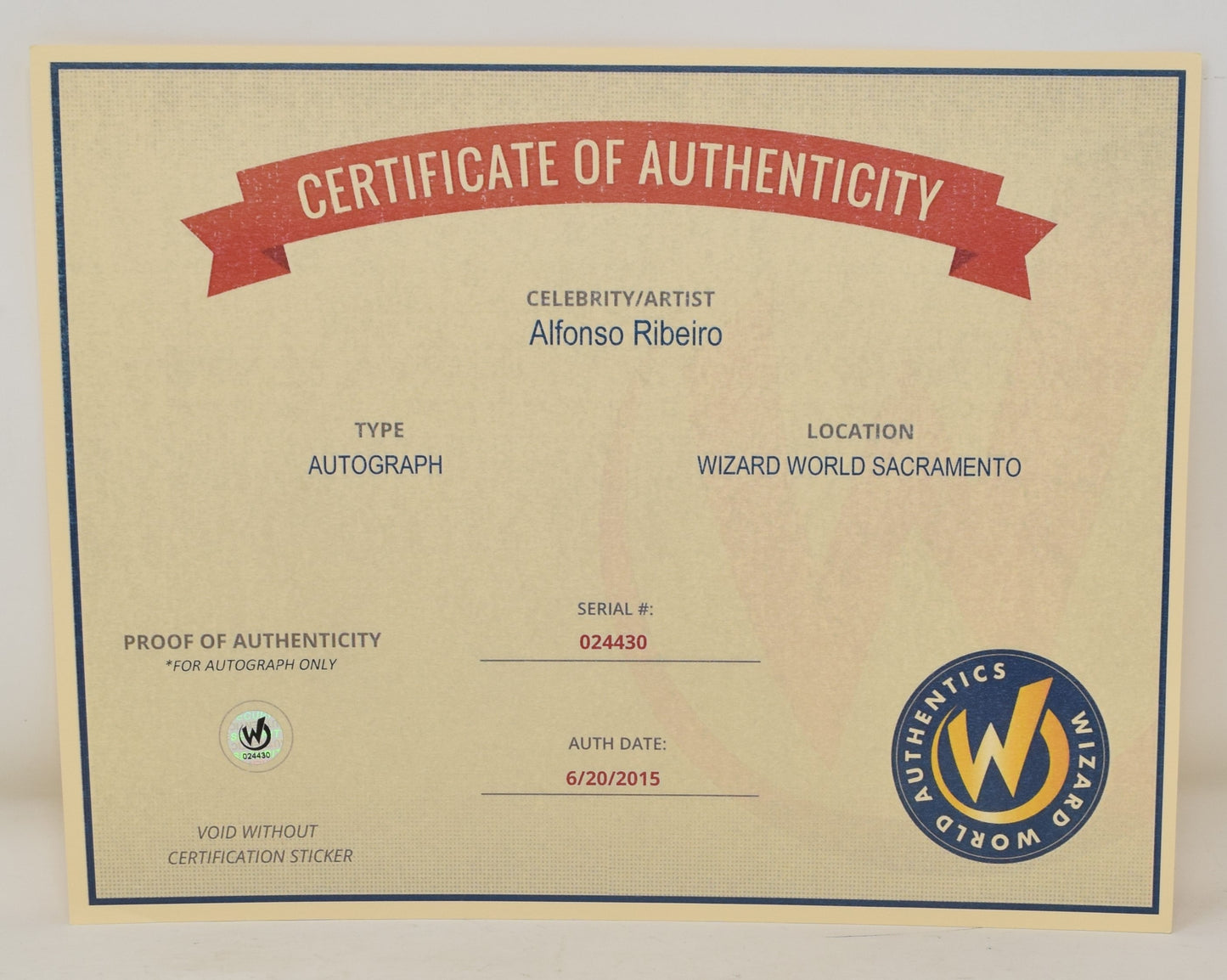 Alfonso Ribeiro Fresh Prince Of Bel Air Signed Autograph 7 x 11 Photo COA