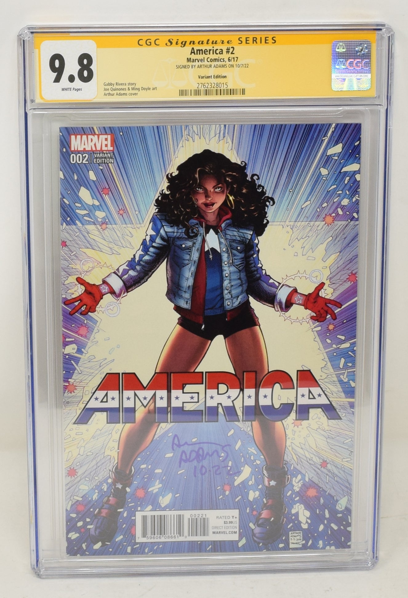 America 2 Marvel 2017 CGC SS 9.8 1:50 Signed Art Adams Variant