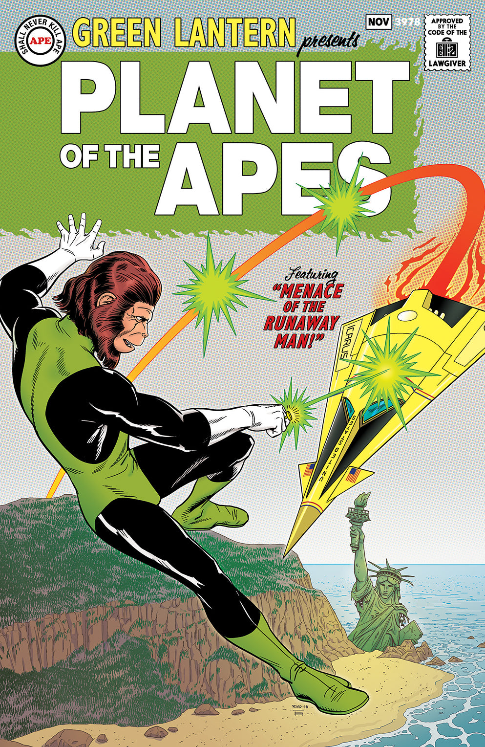 PLANET OF APES GREEN LANTERN #1 Boom 2017 1:25 Paul RIVOCHE Showcase 22 Homage Variant - Golden Apple Comics