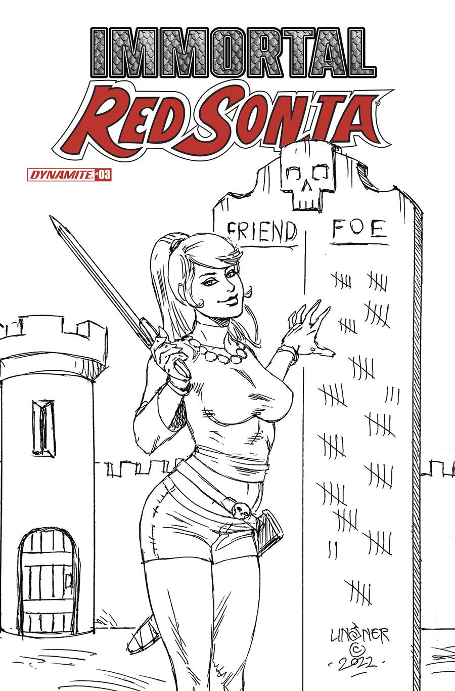 Immortal Red Sonja #3 G 1:15 Jospeh Michael Linsner B&W Variant (06/15/2022) Dynamite - Golden Apple Comics