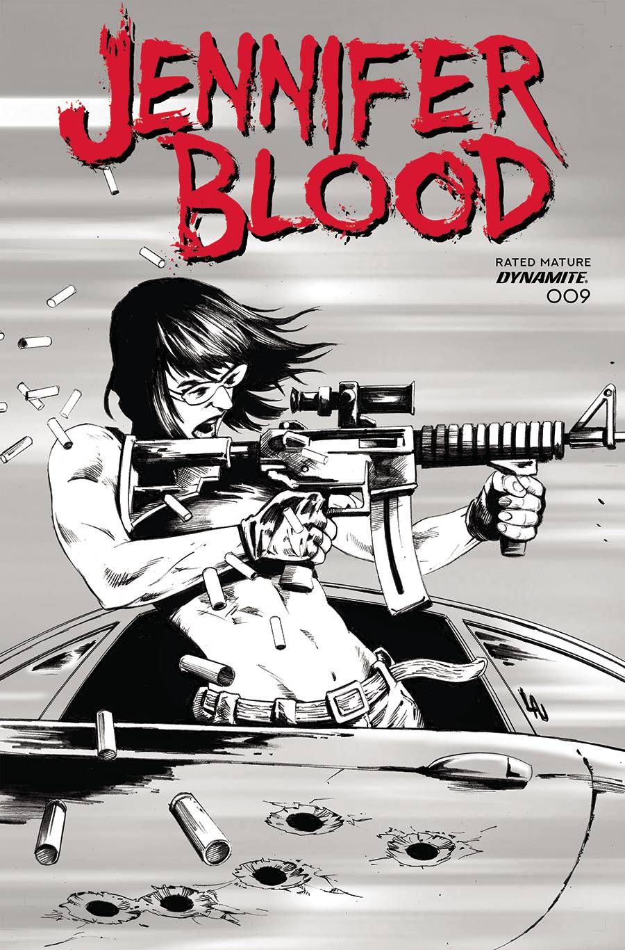 Jennifer Blood #9 G 1:15 Jonathan Lau B&W Variant (Mr) (06/15/2022) Dynamite - Golden Apple Comics
