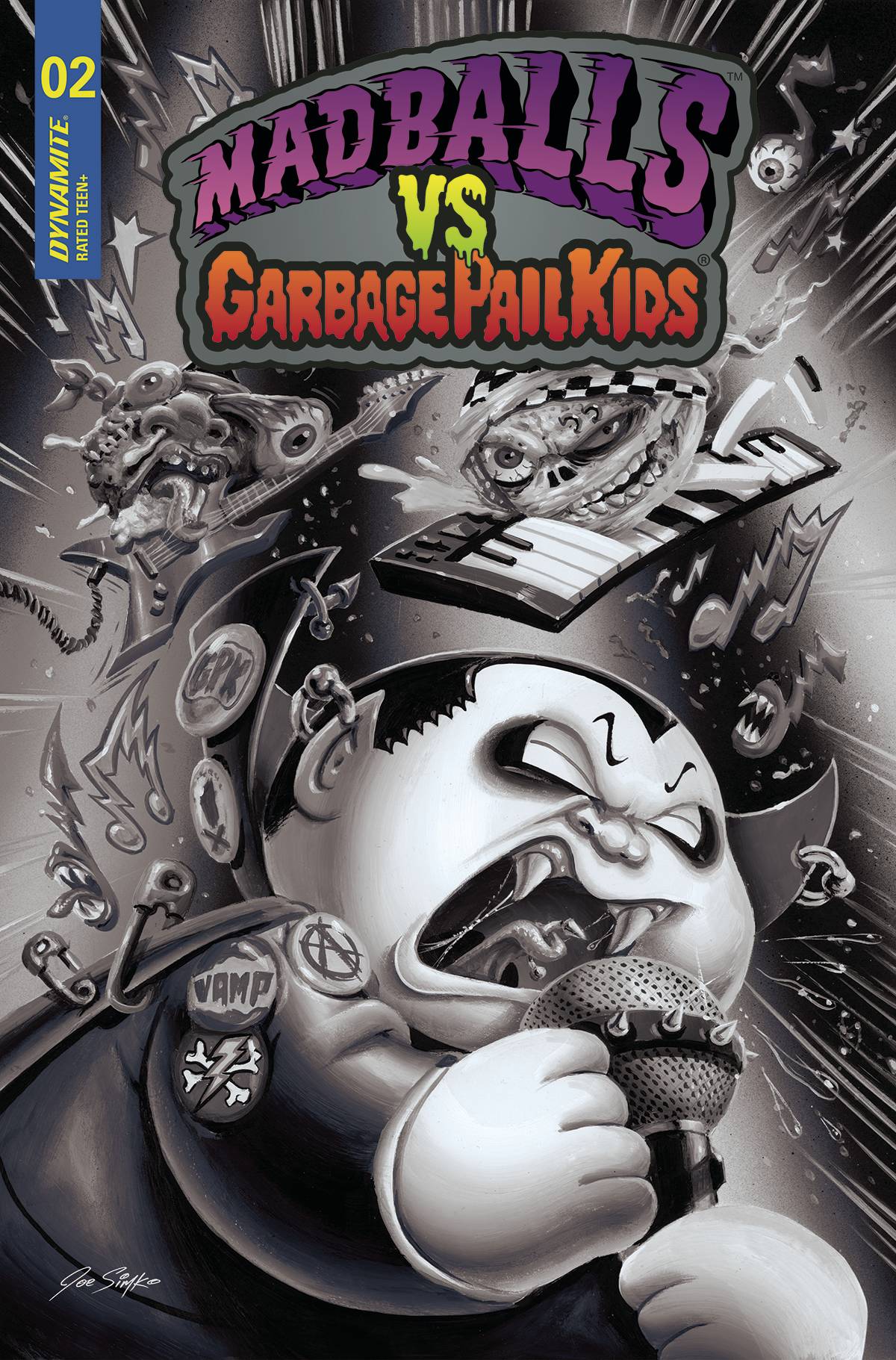 Madballs Vs Garbage Pail Kids #2 F 1:20 Joe Simko B&W (08/17/2022) Dynamite - Golden Apple Comics
