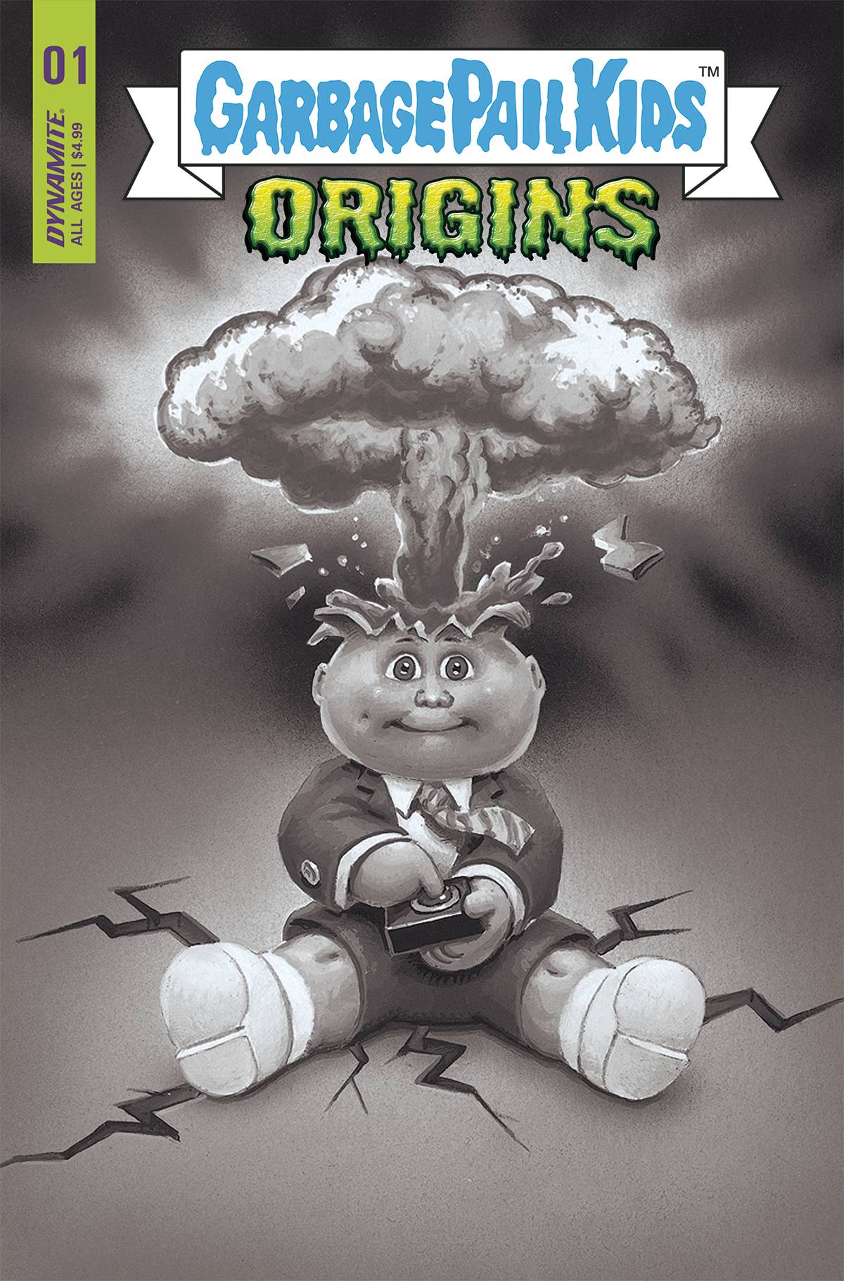Garbage Pail Kids Origins #1 S 1:10 Trading Card B&W FOC Variant (10/05/2022) Dynamite - Golden Apple Comics