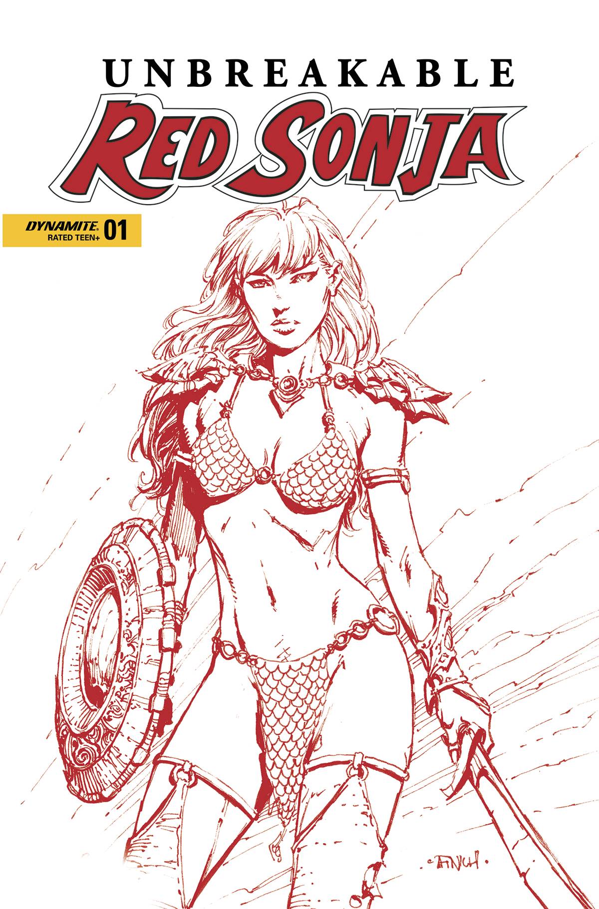 Unbreakable Red Sonja #1 Z 1:10 David Finch Fiery Red FOC Variant (10/05/2022) Dynamite