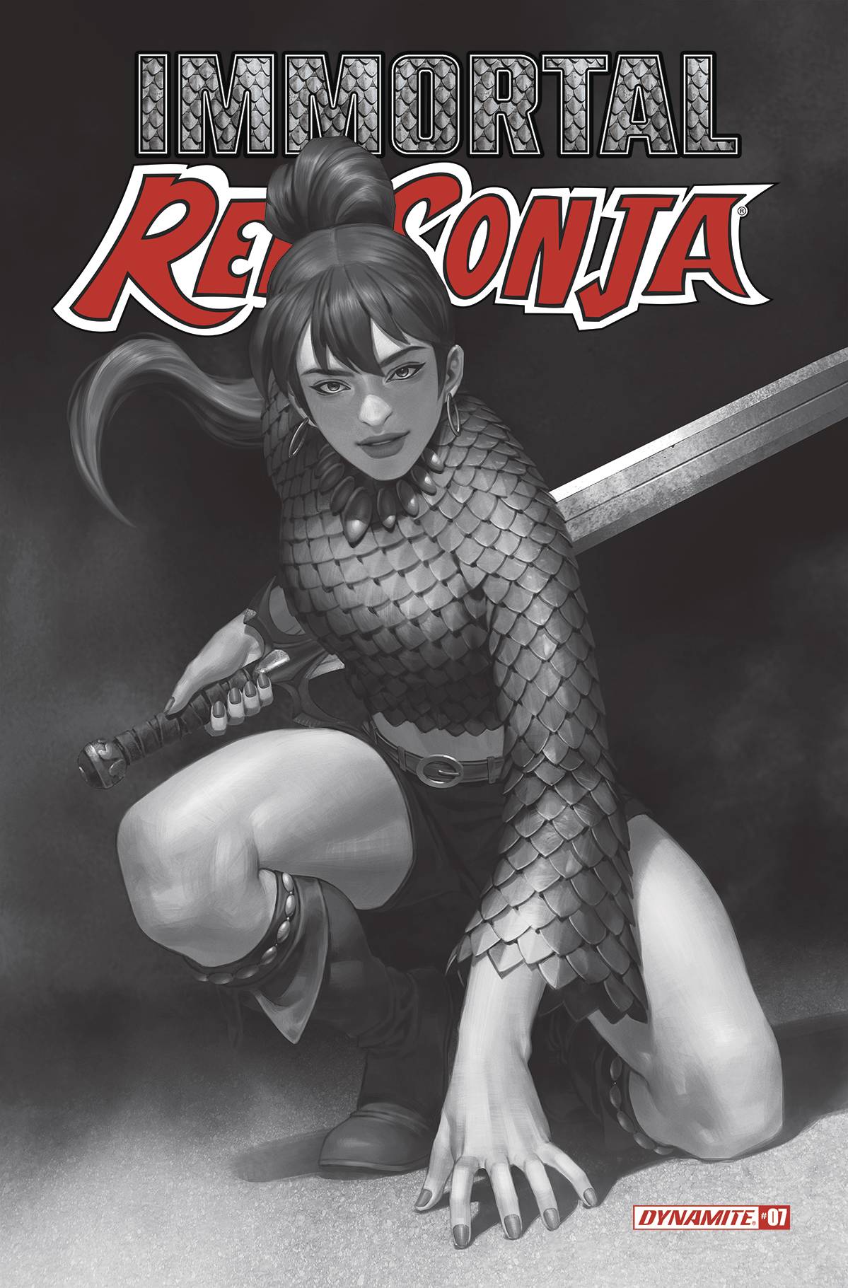 Immortal Red Sonja #7 O 1:7 Jung-Geun Yoon B&W FOC Variant (10/19/2022) Dynamite