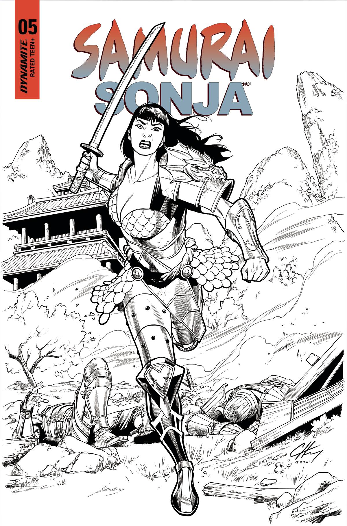 Samurai Sonja #5 N 1:7 Clayton Henry B&W FOC Variant (10/26/2022) Dynamite - Golden Apple Comics