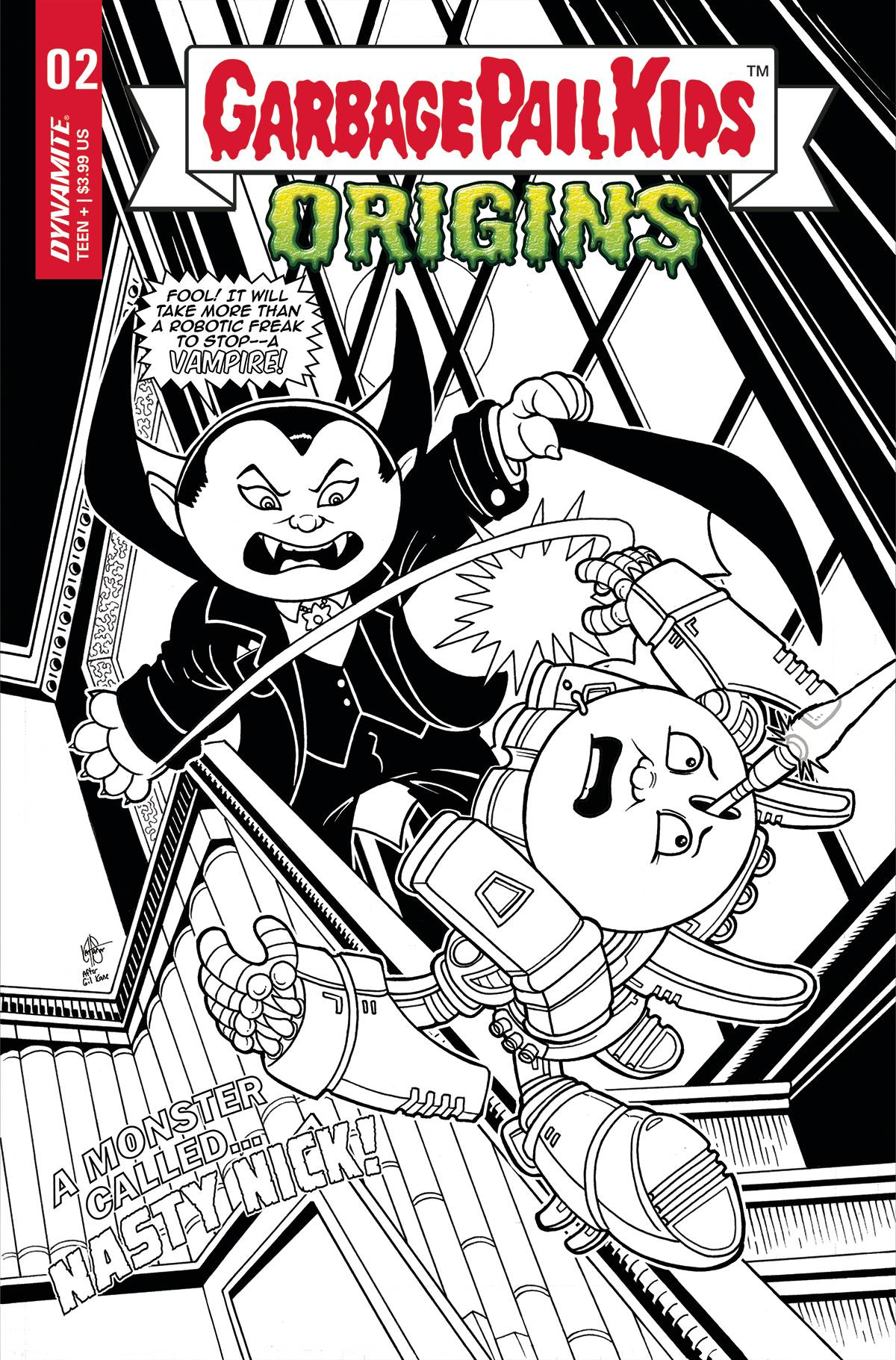 Garbage Pail Kids Origins #2 K 1:7 Ken Haeser Amazing Spider-Man 101 Homage B&W FOC Variant (11/09/2022) Dynamite - Golden Apple Comics