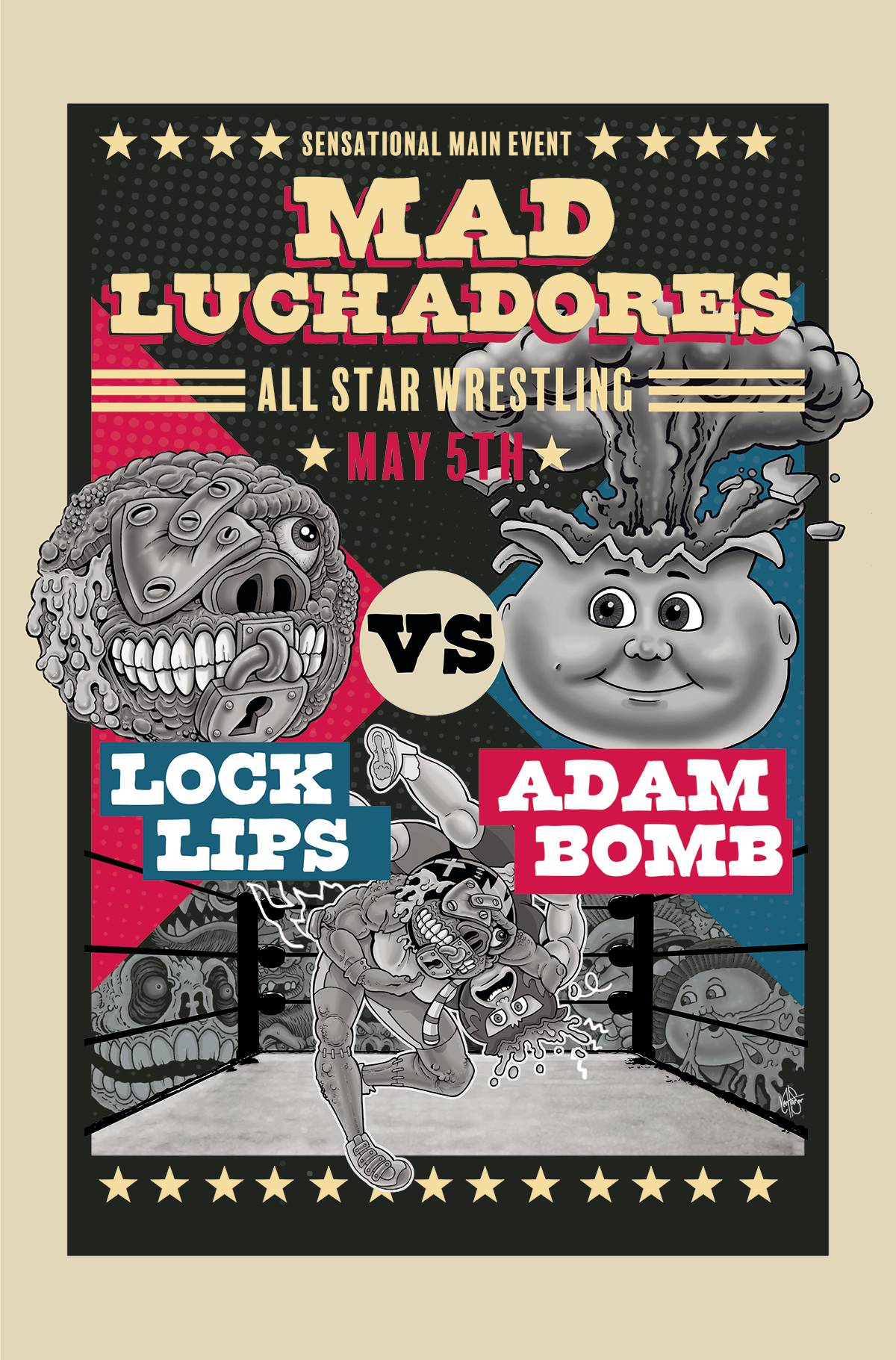 Madballs Vs Garbage Pail Kids Slime Again #1 E 1:10 Vintage Fight Poster Variant (02/08/2023) Dynamite - Golden Apple Comics