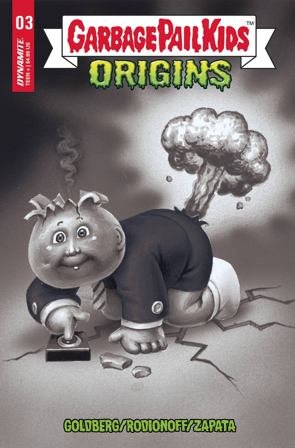Garbage Pail Kids Origins #3 N 1:10 Trading Card B&W Variant (12/14/2022) Dynamite - Golden Apple Comics