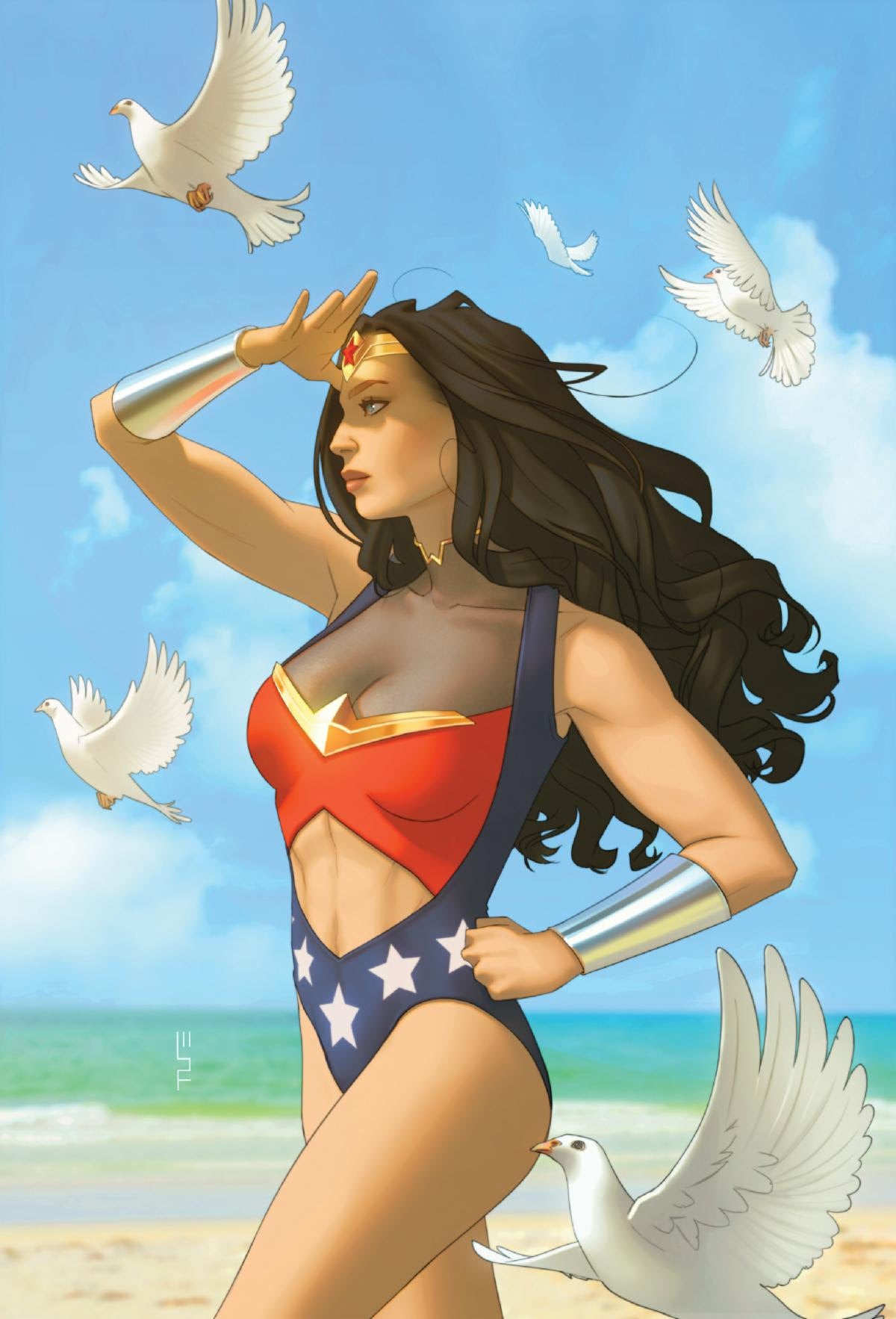 DC Comics Wonder Woman Womens' Costume Swimsuit Bikini Bathing Suit (Small)