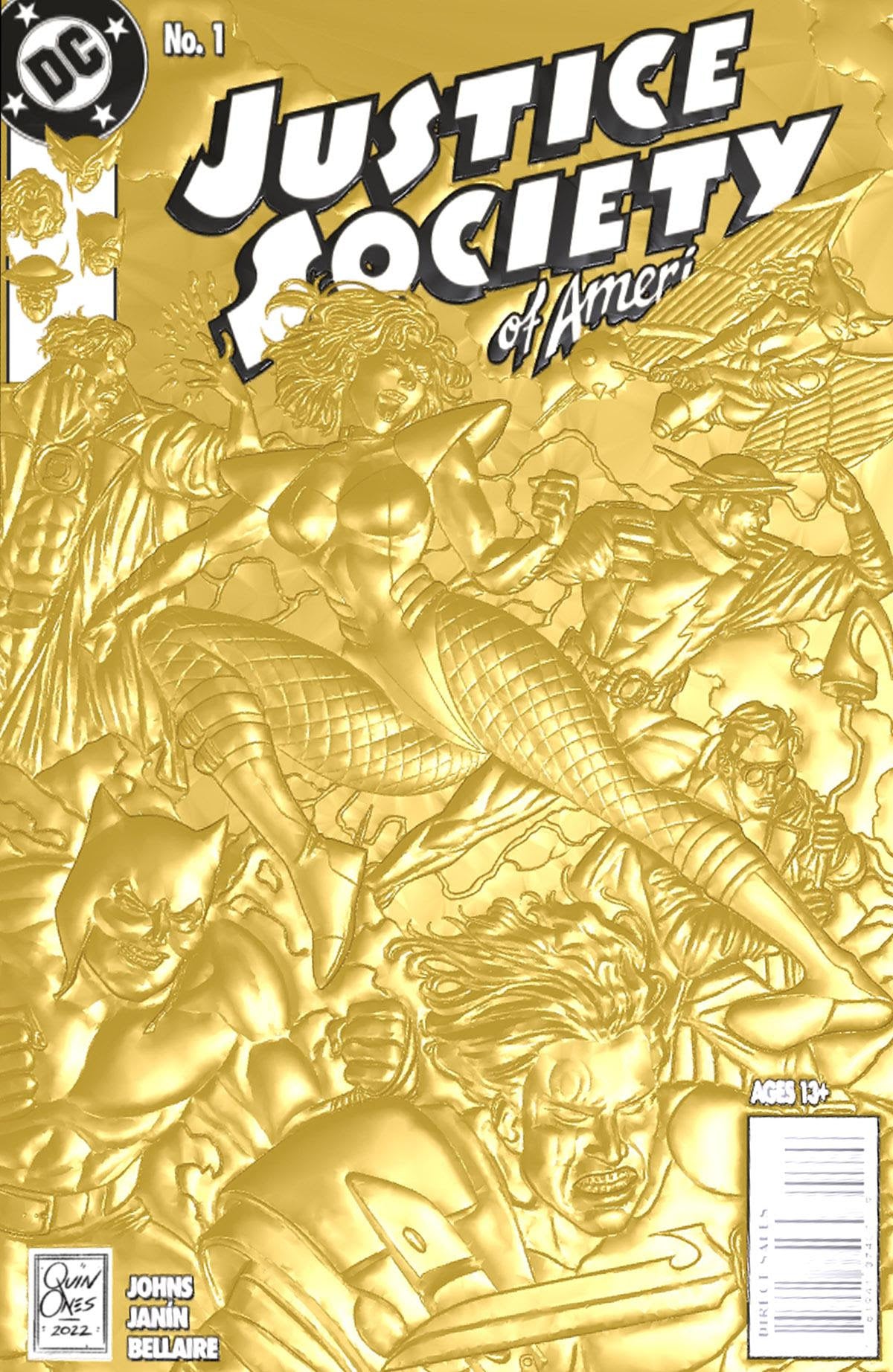 Justice Society Of America #1 C Joe Quinones 90S Cover Month Foil Multi-Level Embossed Card Stoc (11/29/2022) Dc