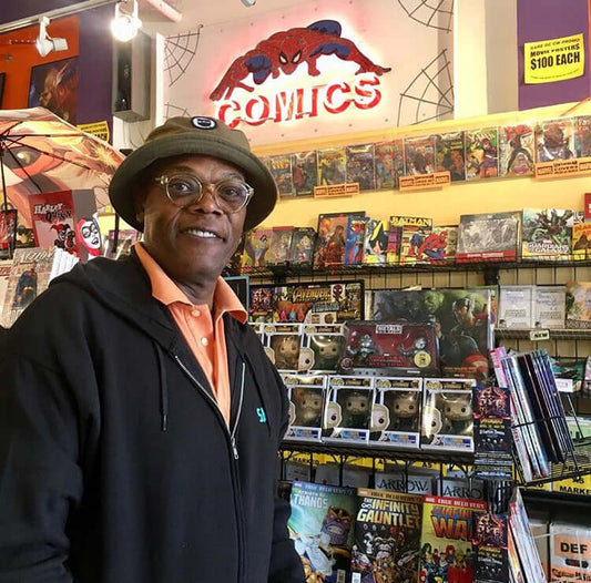 Avenger Nick Fury AKA Samuel Jackson Spotted At Golden Apple Comics Los Angeles