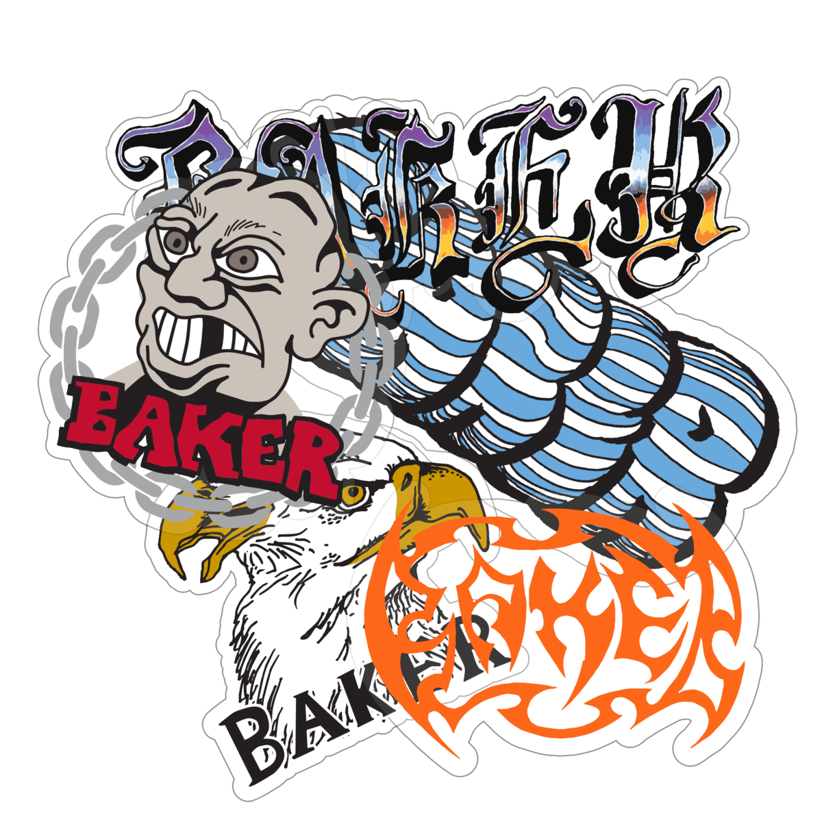 BAKER SKATEBOARDS "CHAIN" 5pk STICKERS