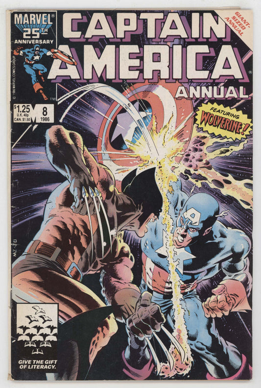 Captain America Annual 8 Marvel 1986 VG Wolverine Mike Zeck